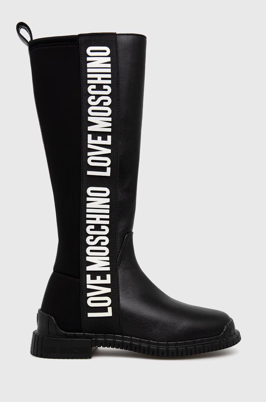 Love Moschino Ботуши дамски в черно с равна подметка - Pepit.bg