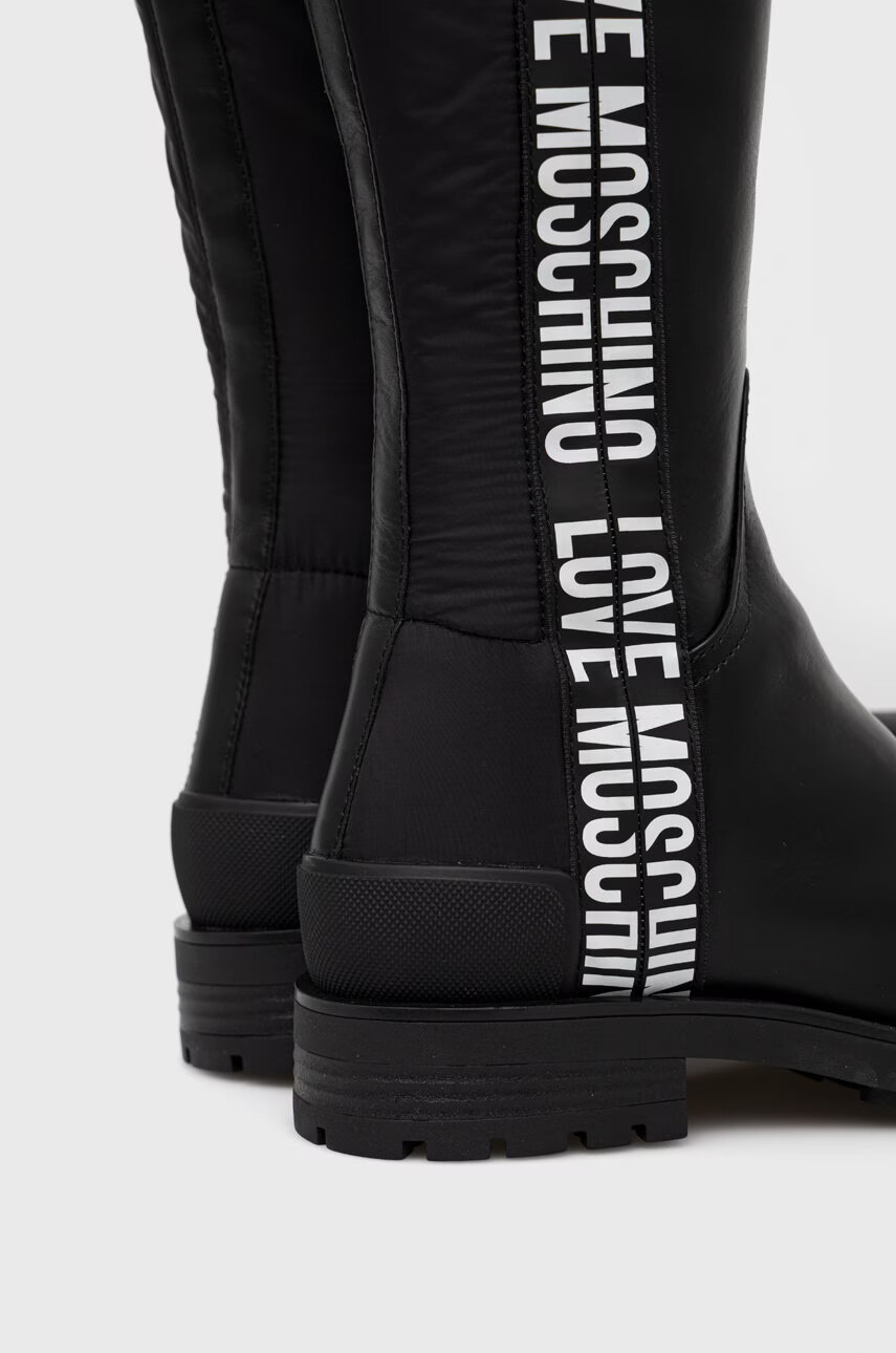 Love Moschino Ботуши в черно с равна подметка - Pepit.bg