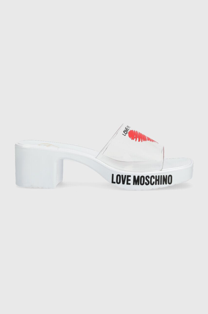 Love Moschino Чехли в бяло с висок ток JA28256G0GI50100 - Pepit.bg