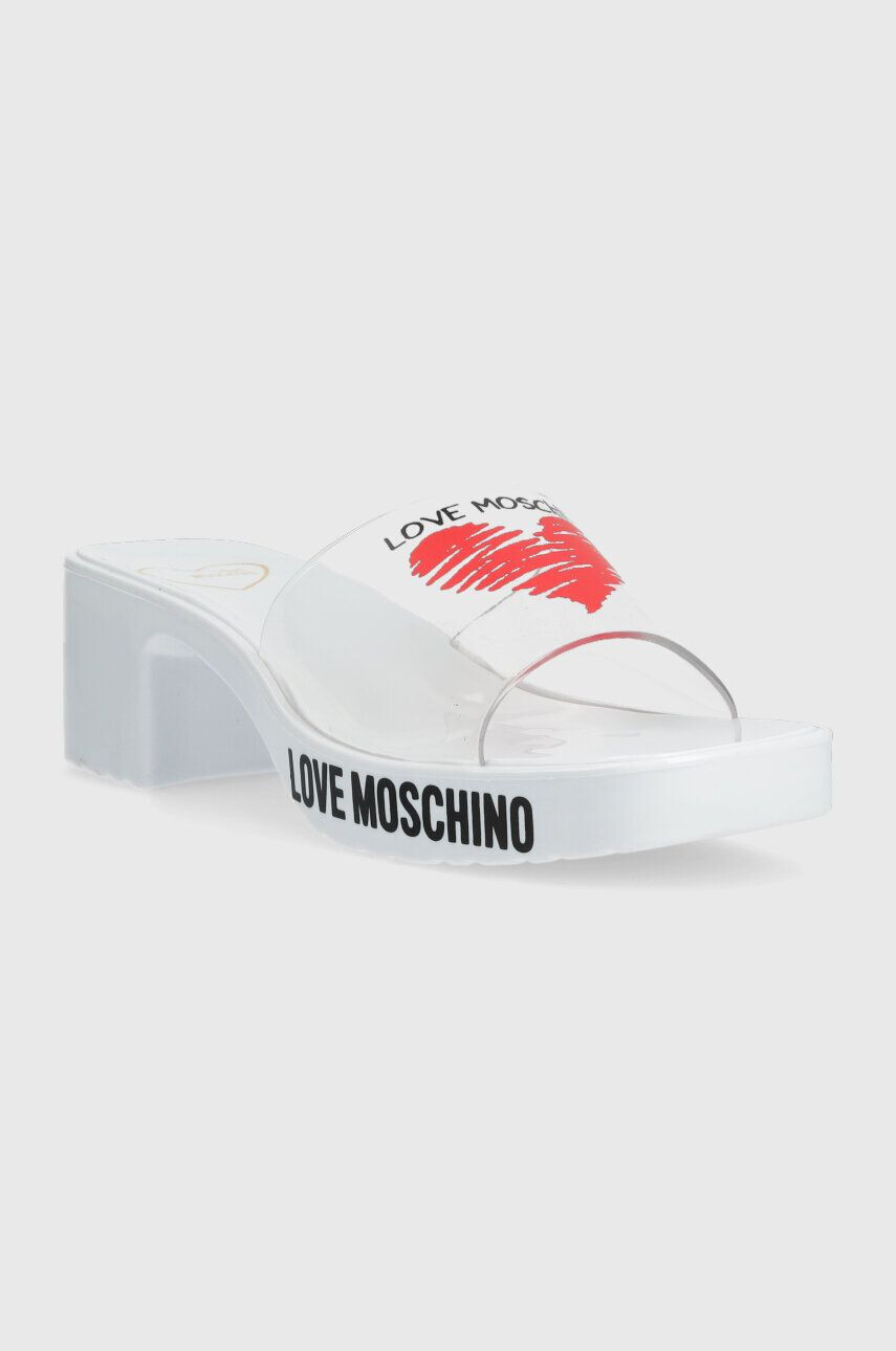 Love Moschino Чехли в бяло с висок ток JA28256G0GI50100 - Pepit.bg