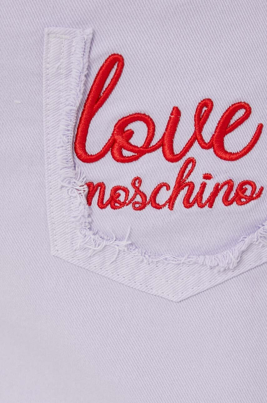 Love Moschino Дънкова пола в лилаво къс модел с кройка тип молив - Pepit.bg