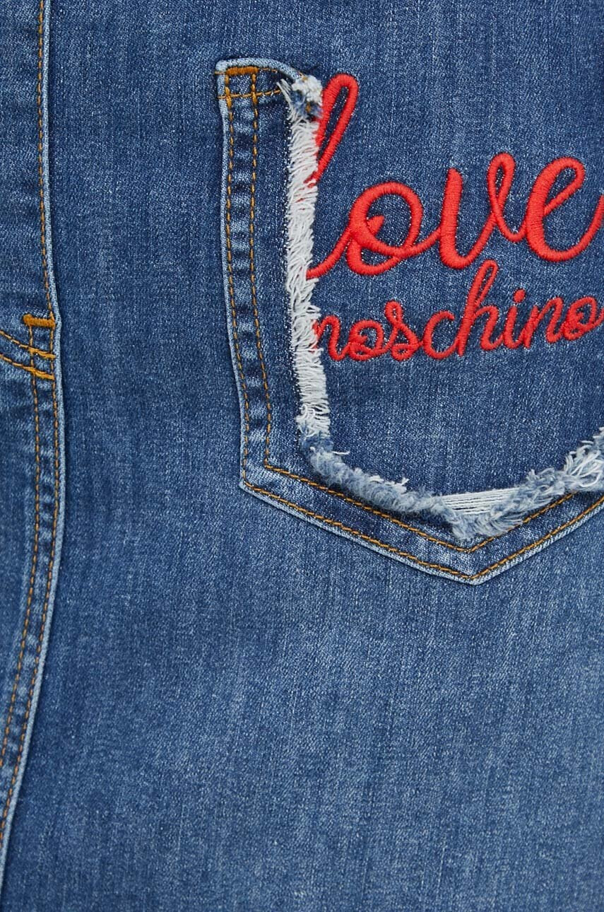Love Moschino Дънкова рокля в синьо къс модел със стандартна кройка - Pepit.bg