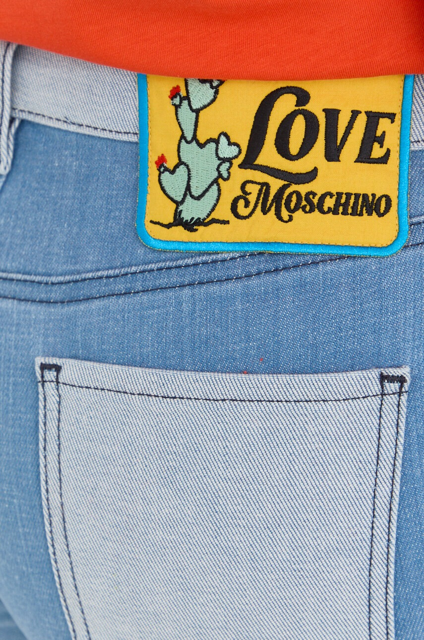 Love Moschino Дънкови къси панталони с десен с висока талия - Pepit.bg