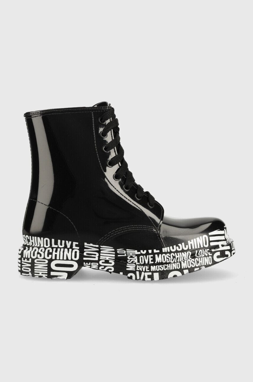 Love Moschino Гумени ботуши в черно - Pepit.bg