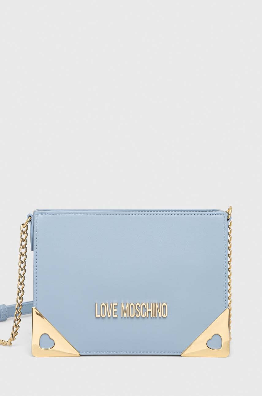 Love Moschino Кожена чанта в синьо - Pepit.bg