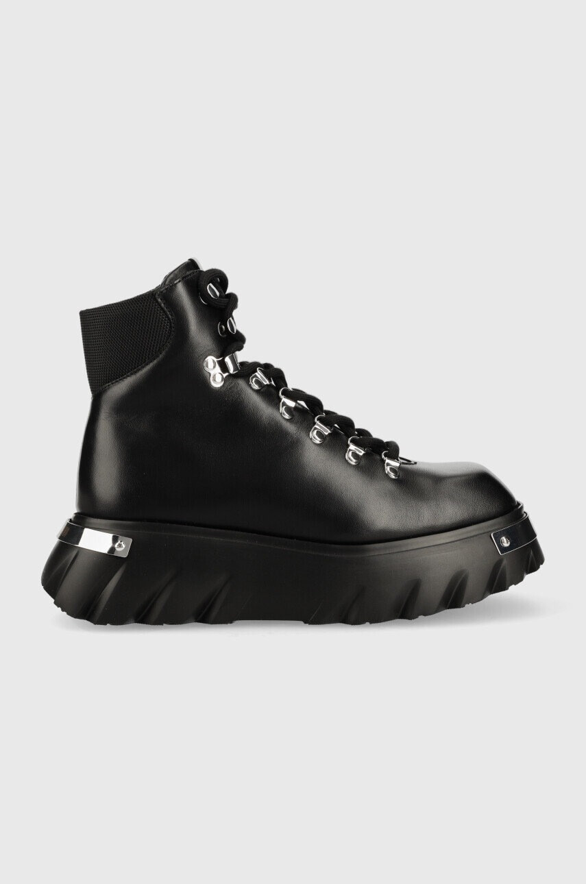 Love Moschino Кожени боти в черно с платформа - Pepit.bg