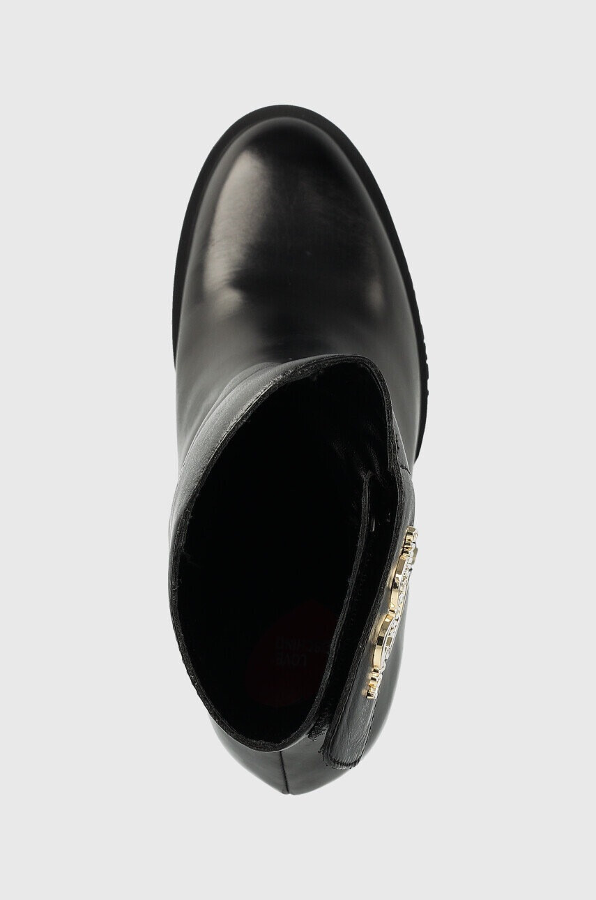 Love Moschino Кожени Боти в черно с висок ток - Pepit.bg