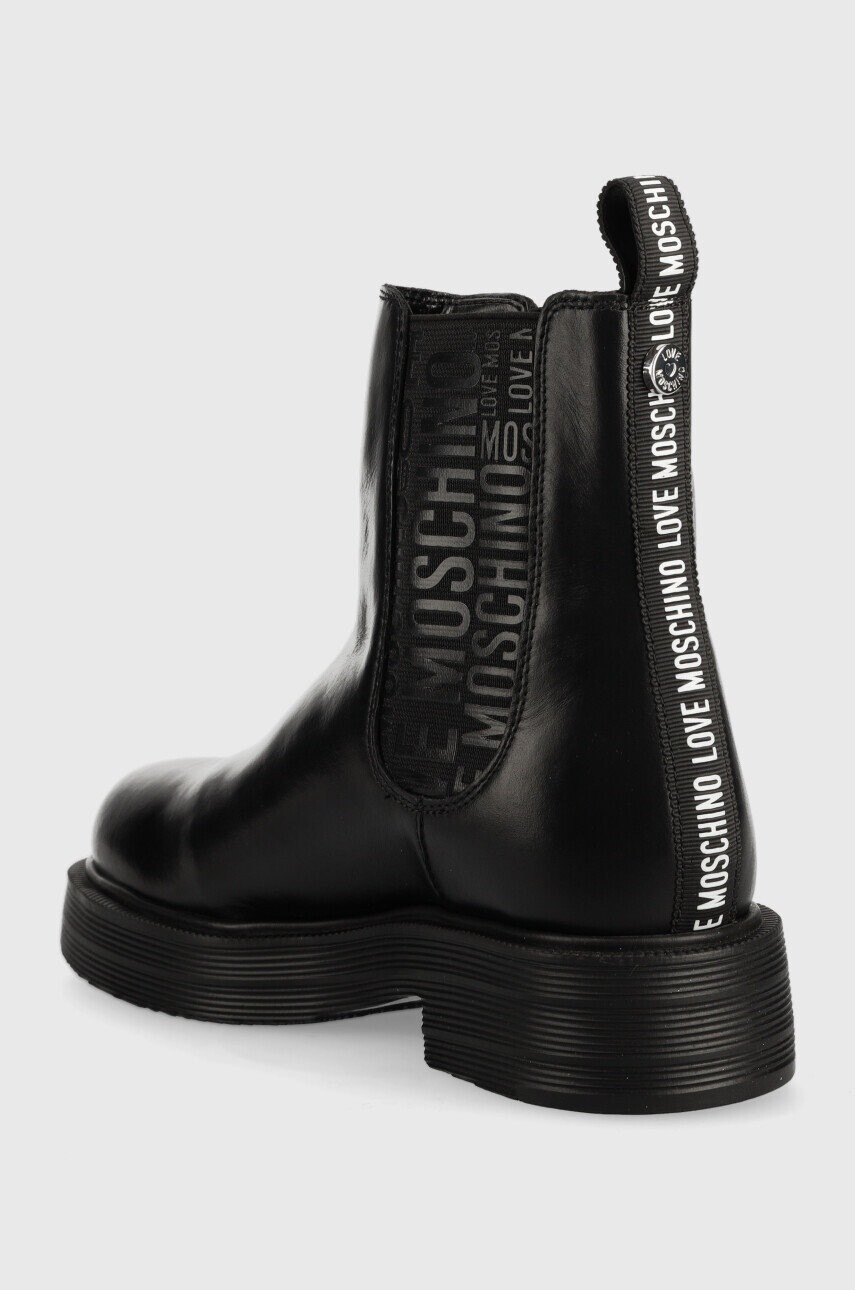 Love Moschino Кожени боти челси в черно с равна подметка - Pepit.bg