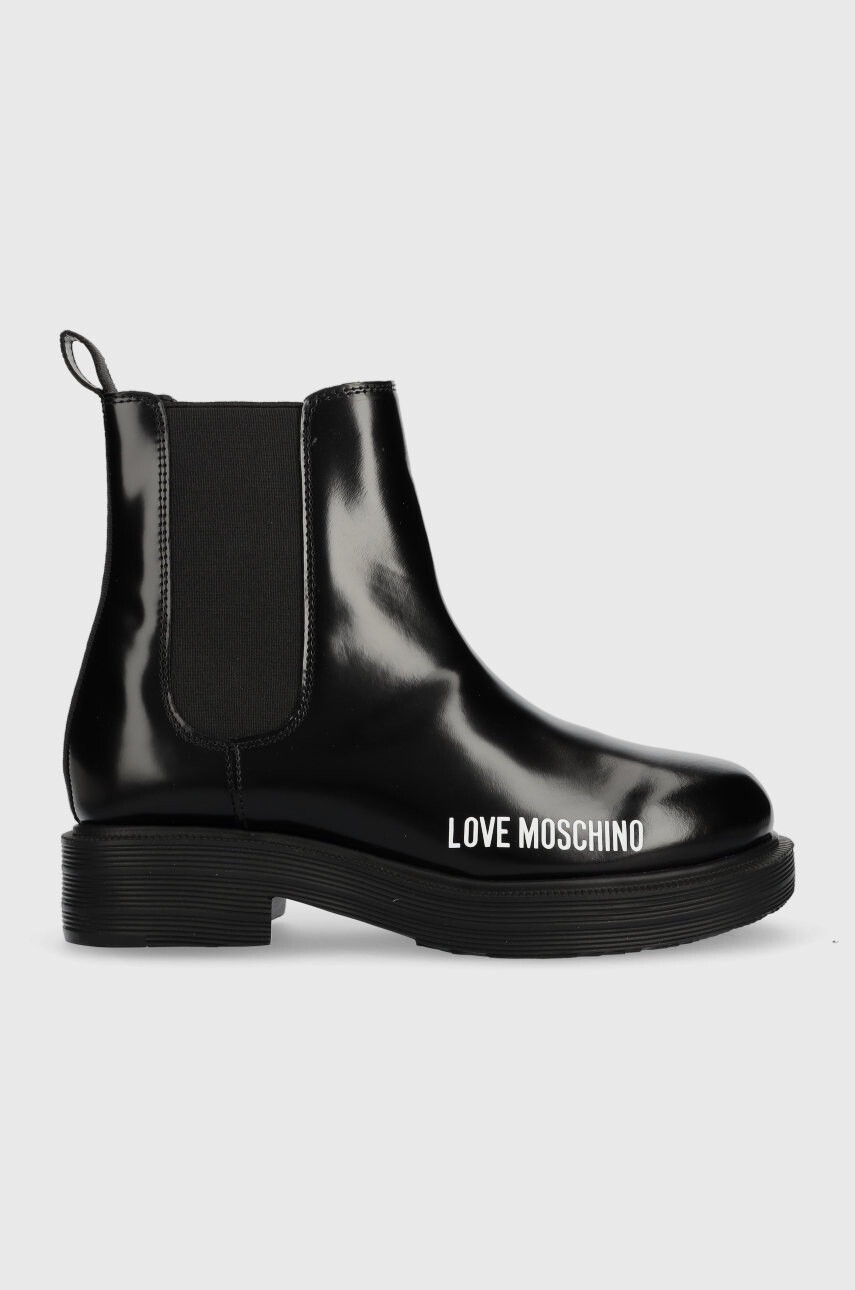 Love Moschino Кожени боти челси в черно с платформа - Pepit.bg