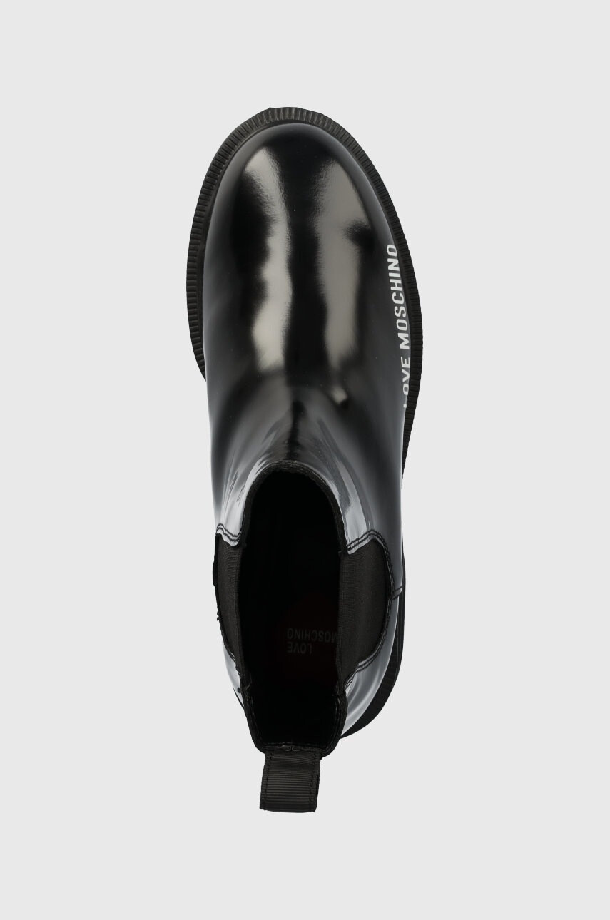 Love Moschino Кожени боти челси в черно с платформа - Pepit.bg