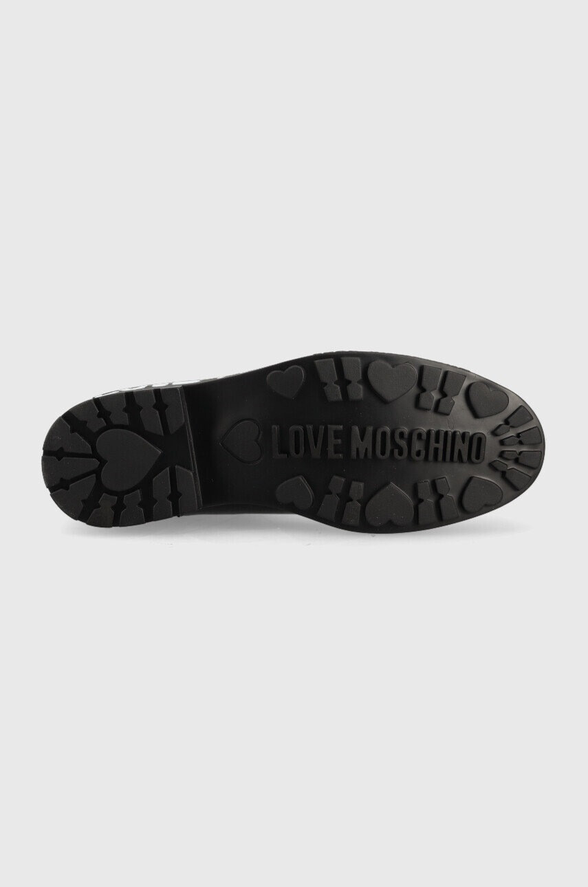 Love Moschino Кожени боти челси в черно с равна подметка - Pepit.bg