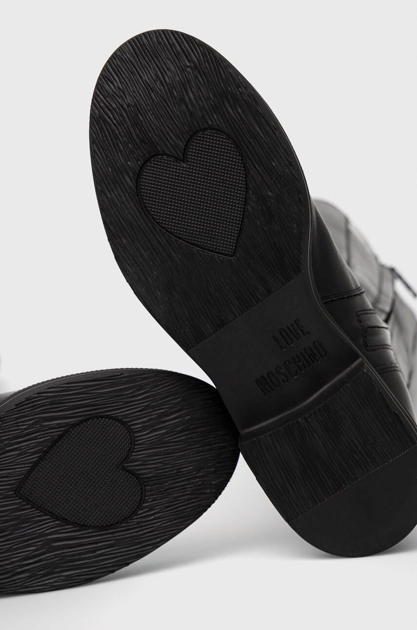 Love Moschino Кожени ботуши в черно с платформа - Pepit.bg