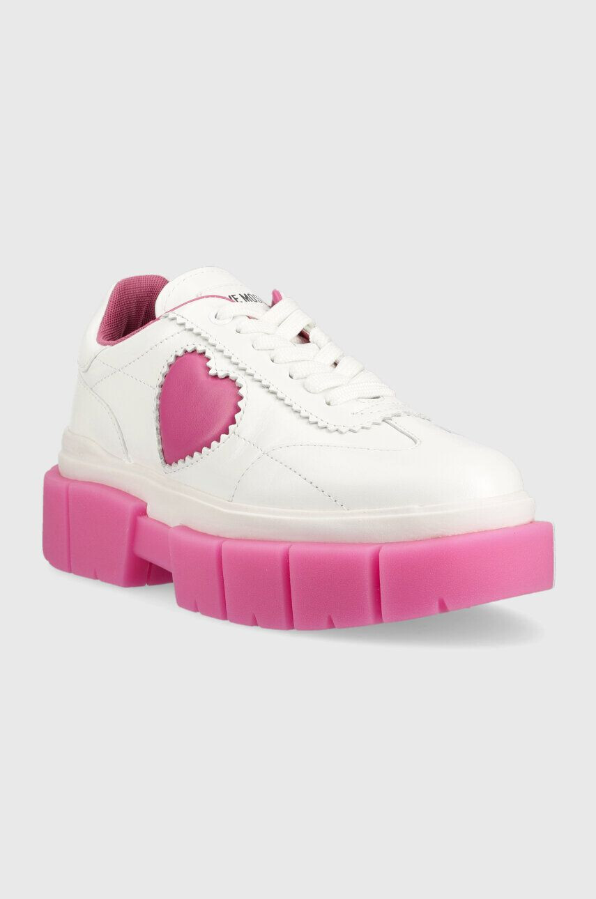 Love Moschino Кожени маратонки Sneakerd Belove 65 в бяло JA15676G1G - Pepit.bg