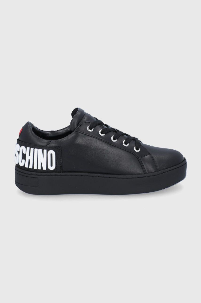 Love Moschino Кожени обувки в черно с платформа - Pepit.bg