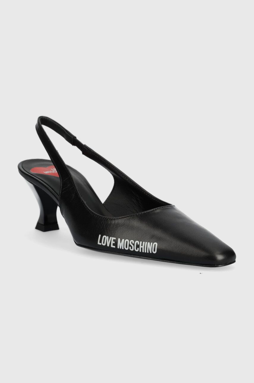 Love Moschino Кожени обувки с дебел ток - Pepit.bg