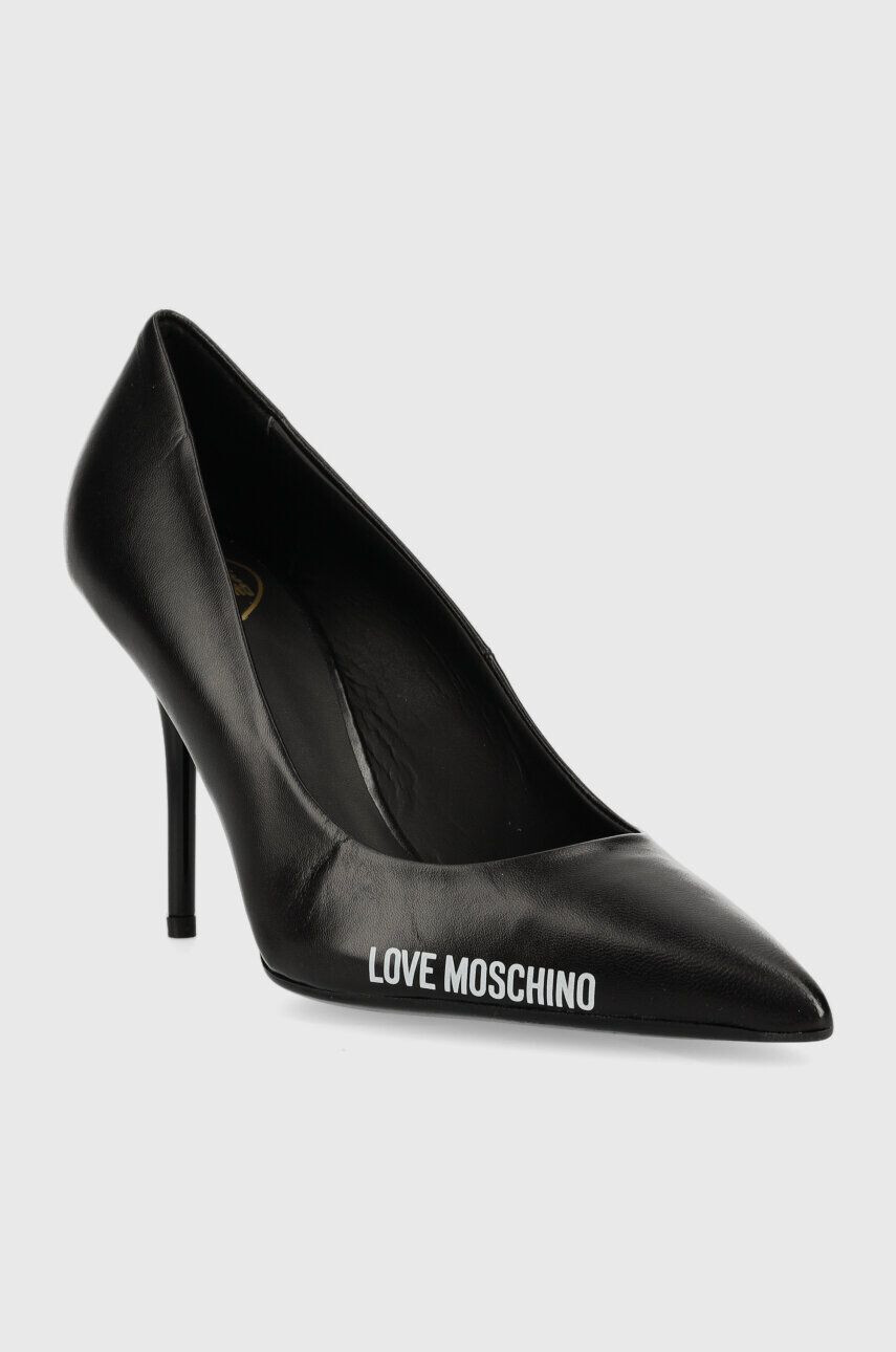 Love Moschino Кожени обувки с висок ток Scarpad Spillo 95 в черно JA10089G1G - Pepit.bg