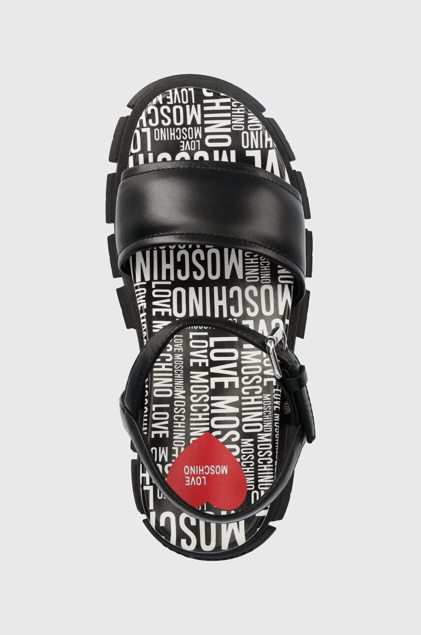 Love Moschino Кожени сандали дамско в черно с платформа - Pepit.bg