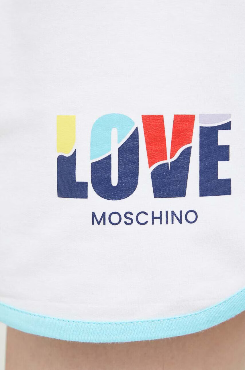 Love Moschino Къс панталон в бяло с принт с висока талия - Pepit.bg