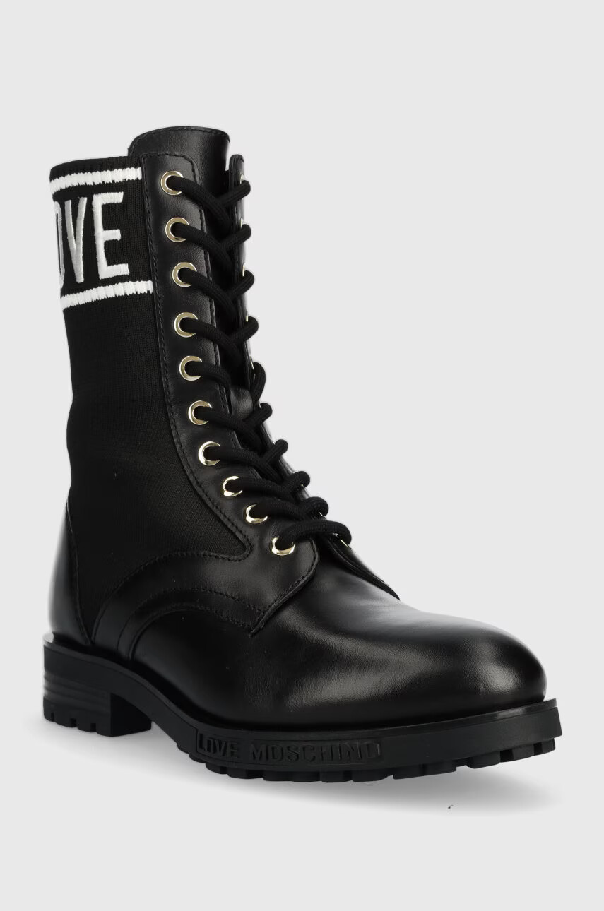 Love Moschino Кубинки в черно с равна подметка - Pepit.bg