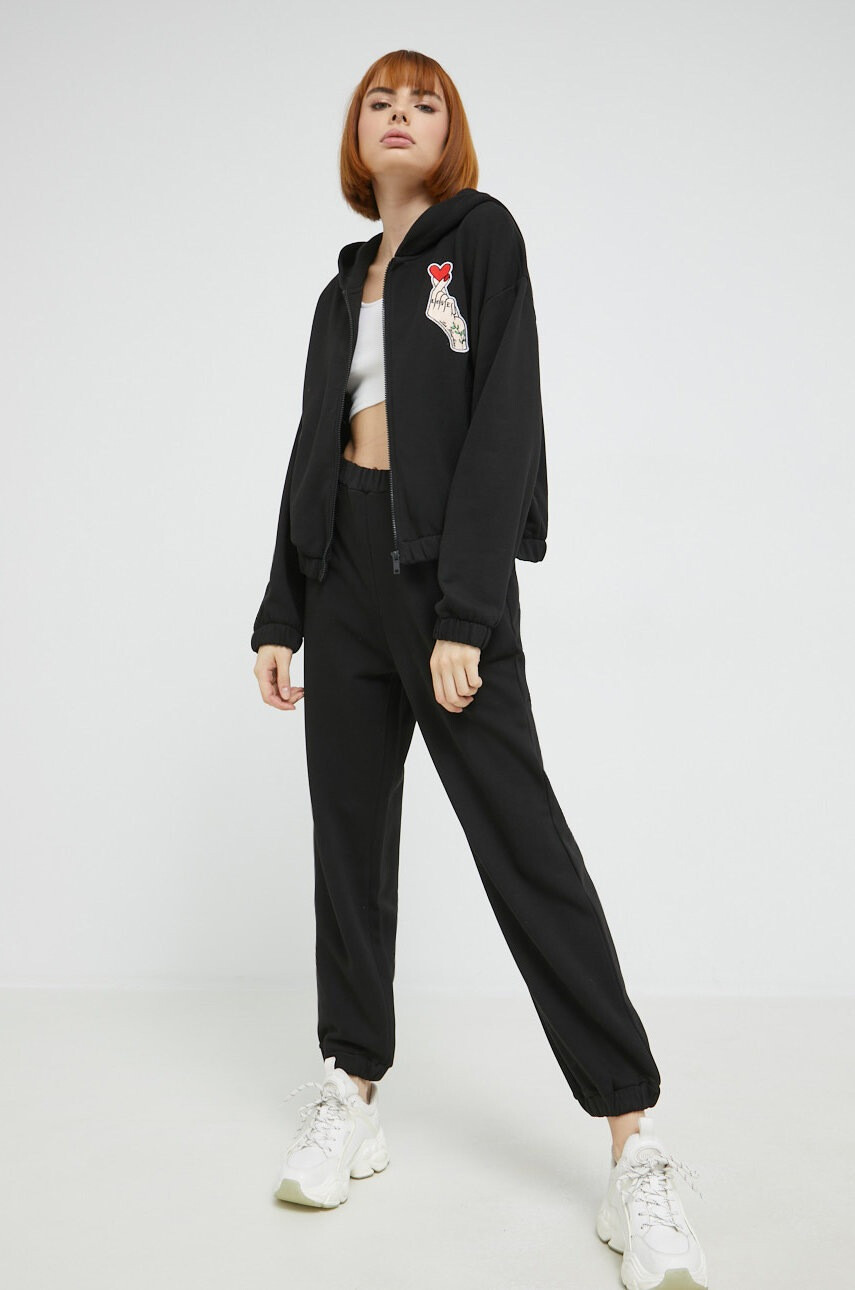 Love Moschino Памучен анцуг дамски в черно - Pepit.bg