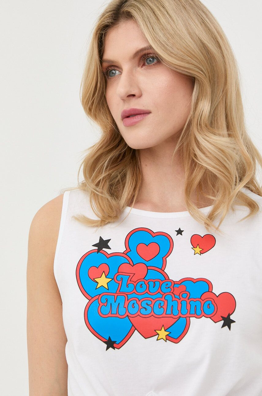 Love Moschino Памучен топ в бяло - Pepit.bg