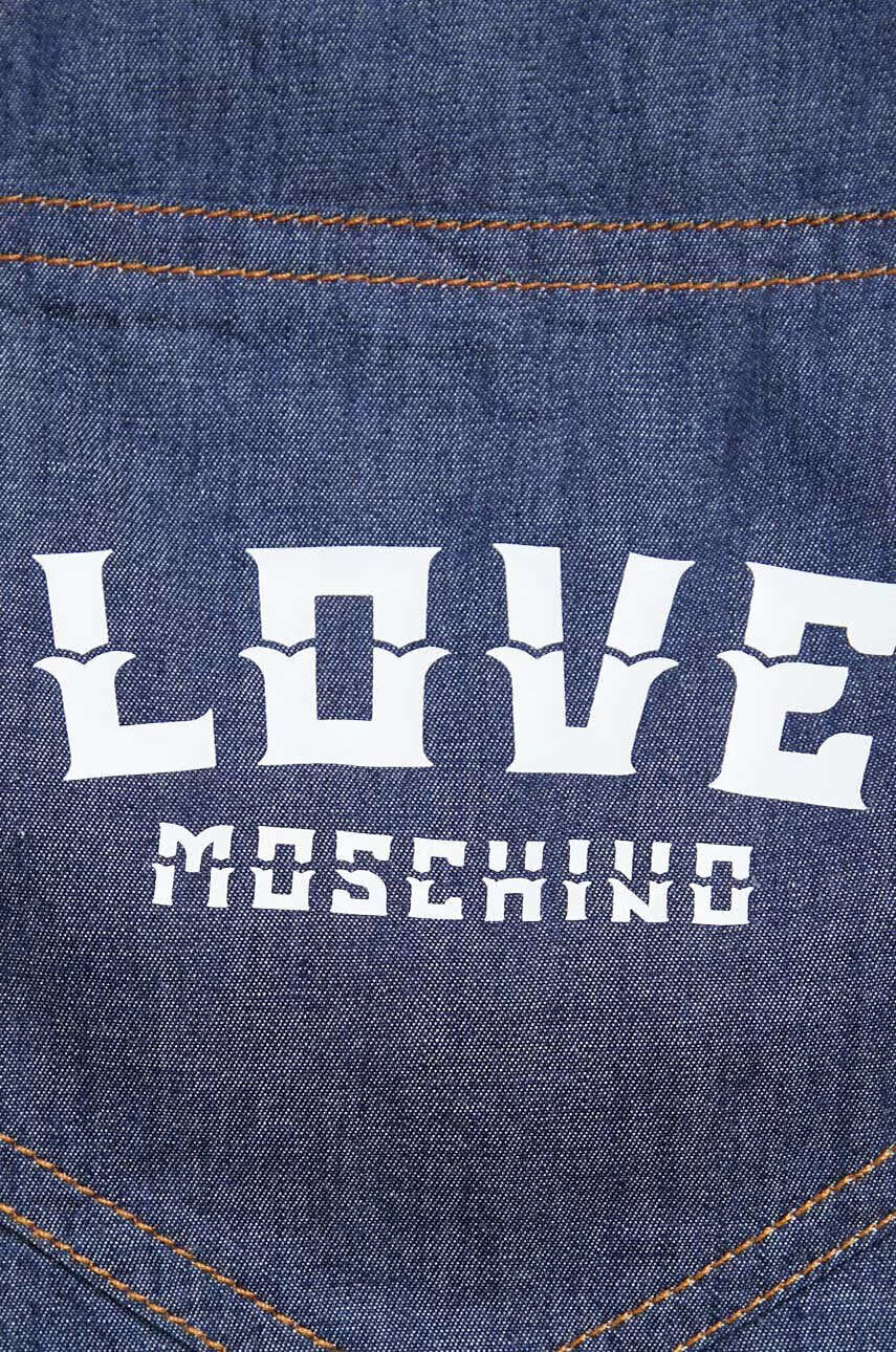 Love Moschino Памучна рокля в тъмносиньо къс модел разкроен модел - Pepit.bg