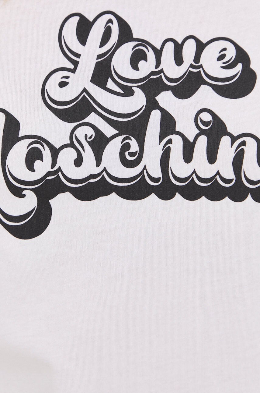 Love Moschino Памучна рокля в бяло къс модел със стандартна кройка - Pepit.bg
