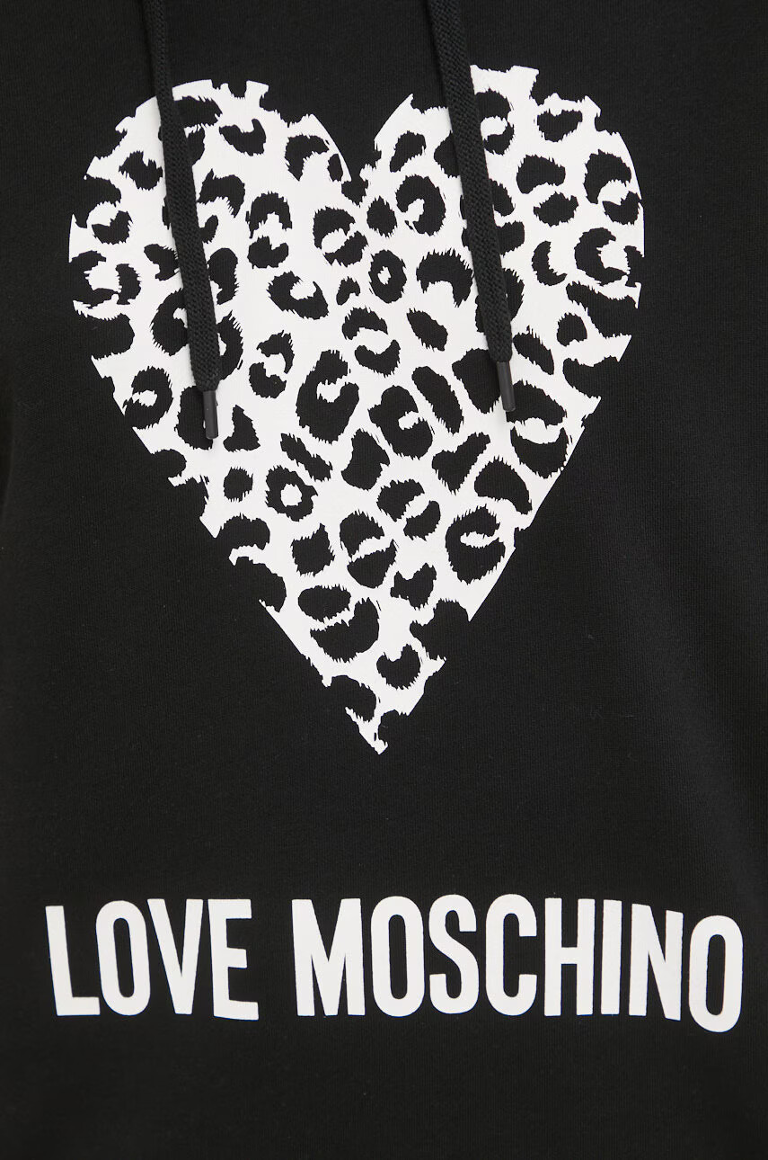 Love Moschino Памучна рокля в черно къс модел със стандартна кройка - Pepit.bg