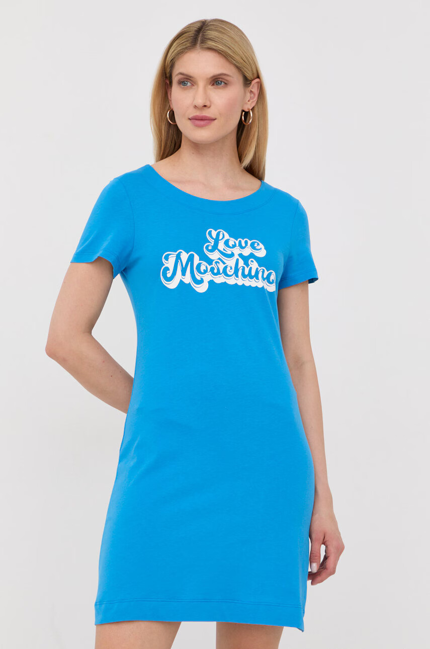 Love Moschino Памучна рокля къс модел със стандартна кройка - Pepit.bg