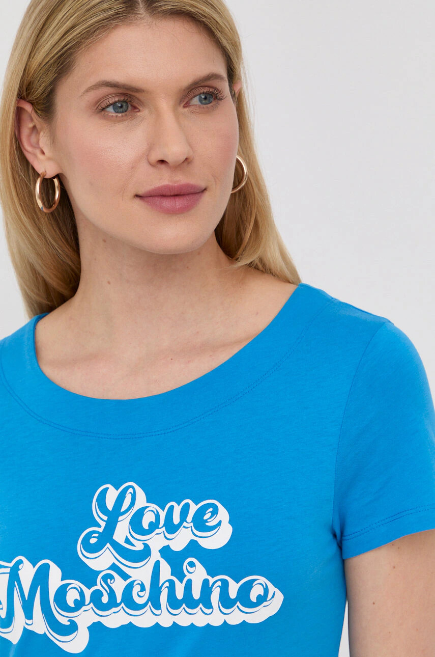 Love Moschino Памучна рокля къс модел със стандартна кройка - Pepit.bg