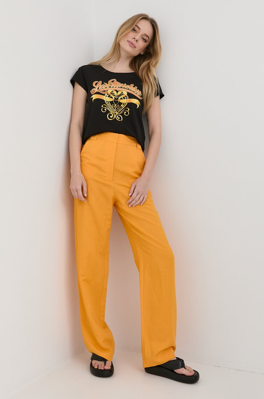 Love Moschino Памучна тениска в черно - Pepit.bg