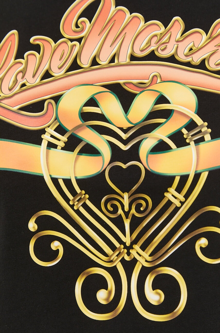 Love Moschino Памучна тениска в черно - Pepit.bg