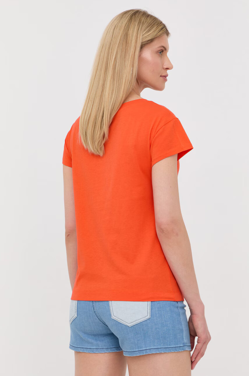 Love Moschino Памучна тениска в оранжево - Pepit.bg
