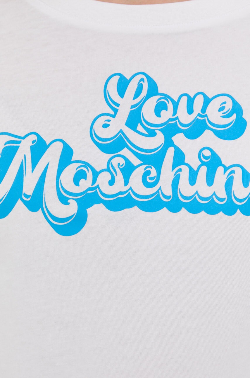 Love Moschino Памучна тениска в бяло - Pepit.bg