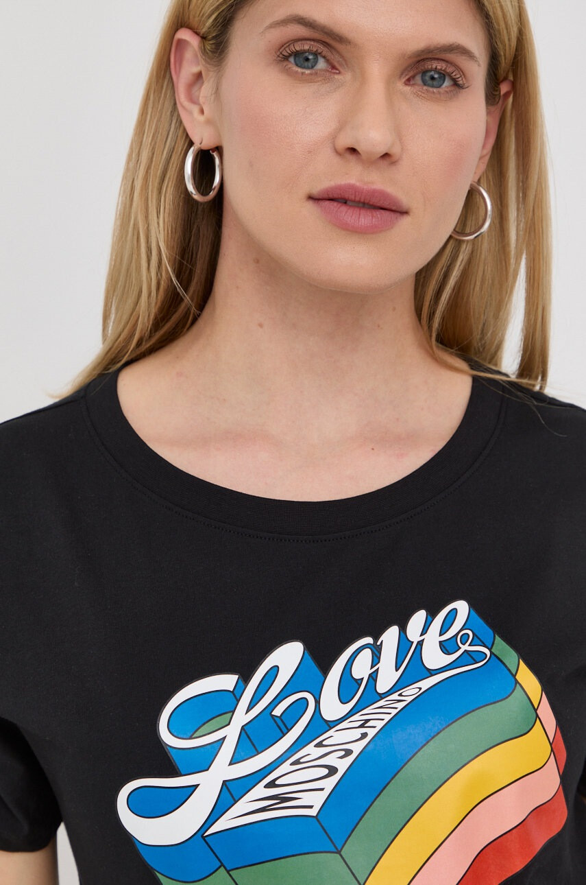 Love Moschino Памучна тениска в черно - Pepit.bg