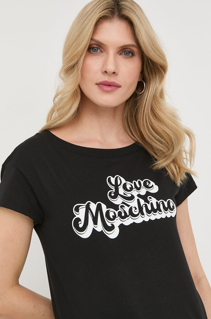 Love Moschino Памучна тениска в черно - Pepit.bg