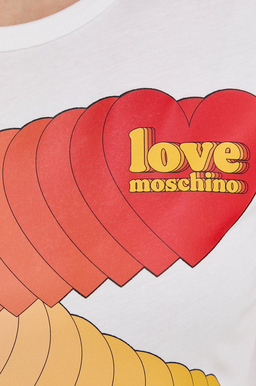 Love Moschino Памучна тениска в бяло - Pepit.bg