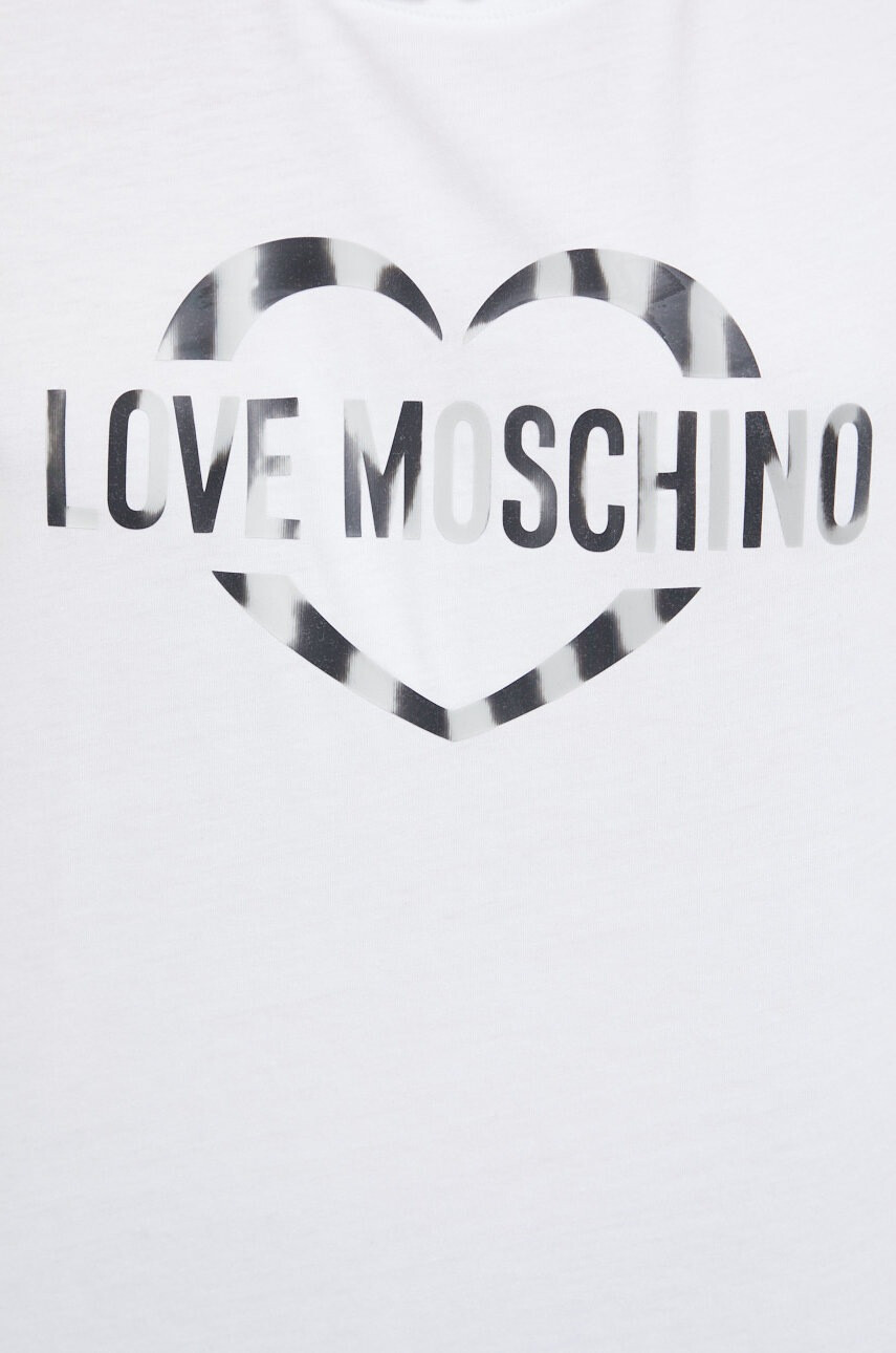 Love Moschino Памучна тениска в бяло - Pepit.bg