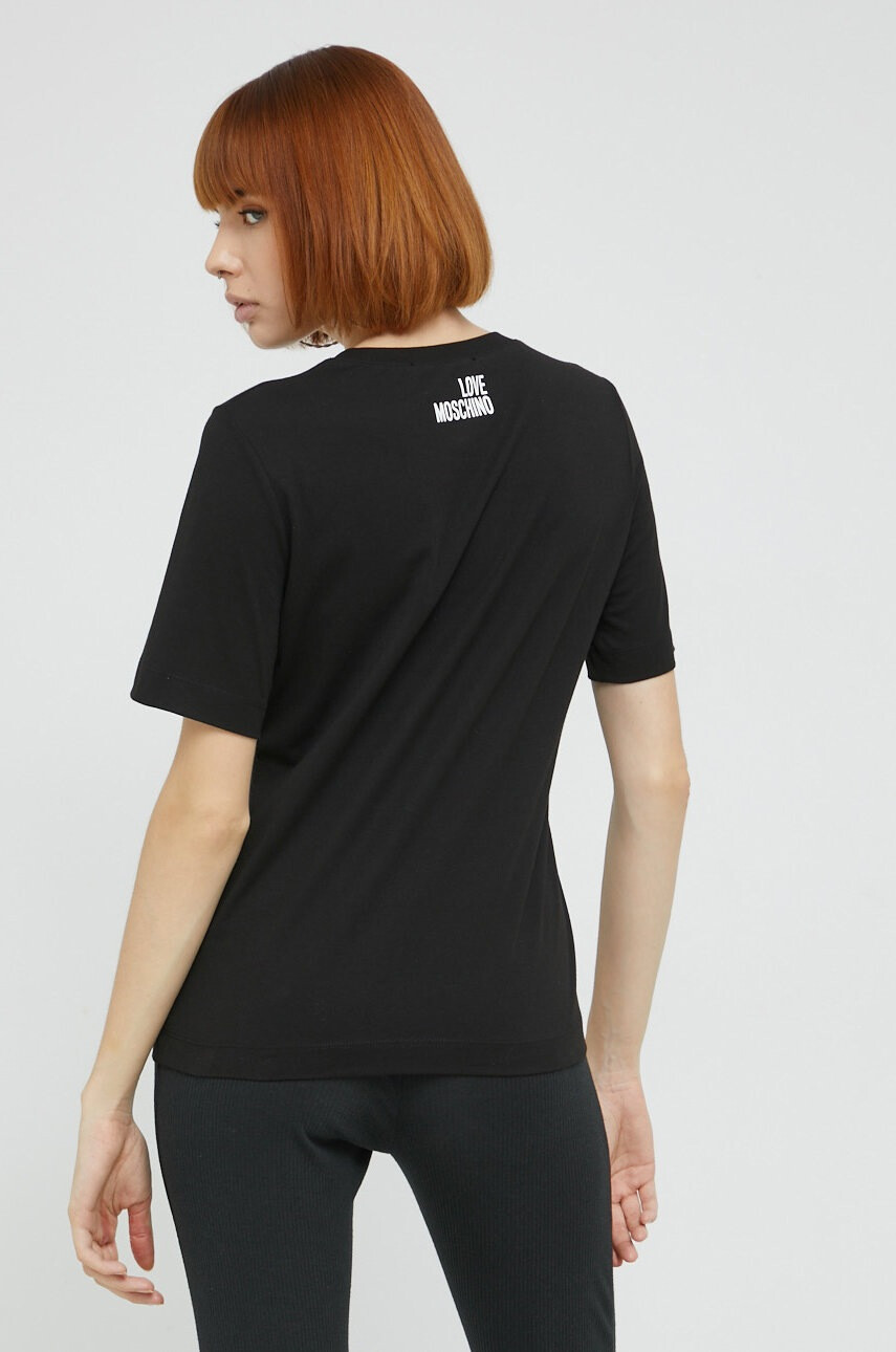 Love Moschino Памучна тениска в черно - Pepit.bg