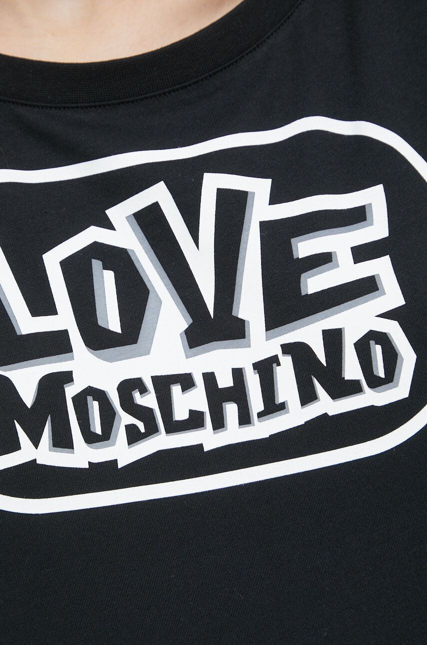 Love Moschino Памучна тениска в черно - Pepit.bg