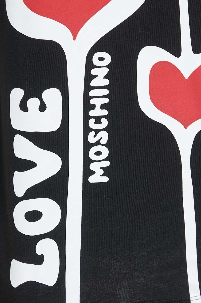 Love Moschino Памучна тениска в черно - Pepit.bg