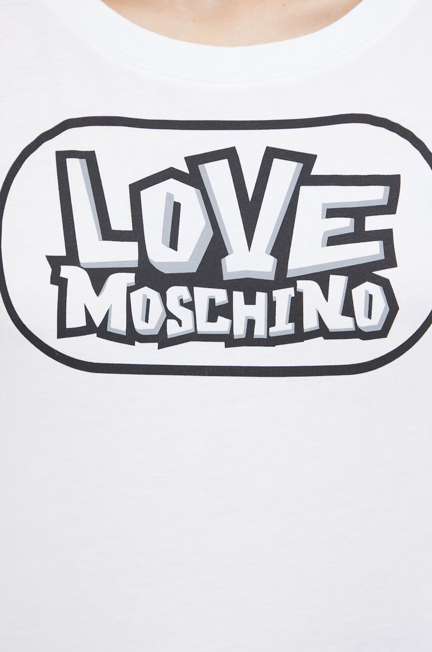 Love Moschino Памучна тениска в бяло - Pepit.bg
