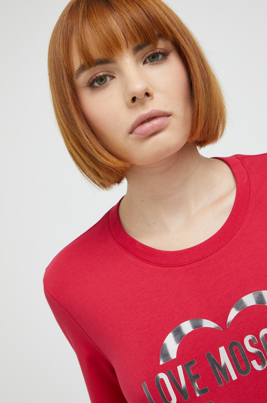 Love Moschino Памучна тениска в бяло - Pepit.bg