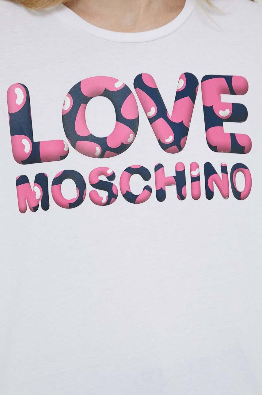 Love Moschino Памучна тениска в бяло - Pepit.bg