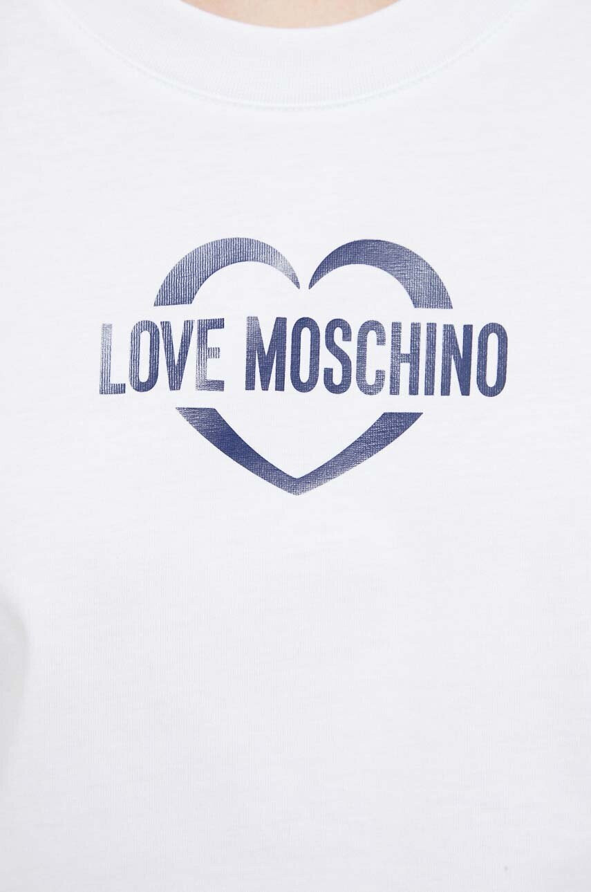 Love Moschino Памучна тениска в бяло - Pepit.bg