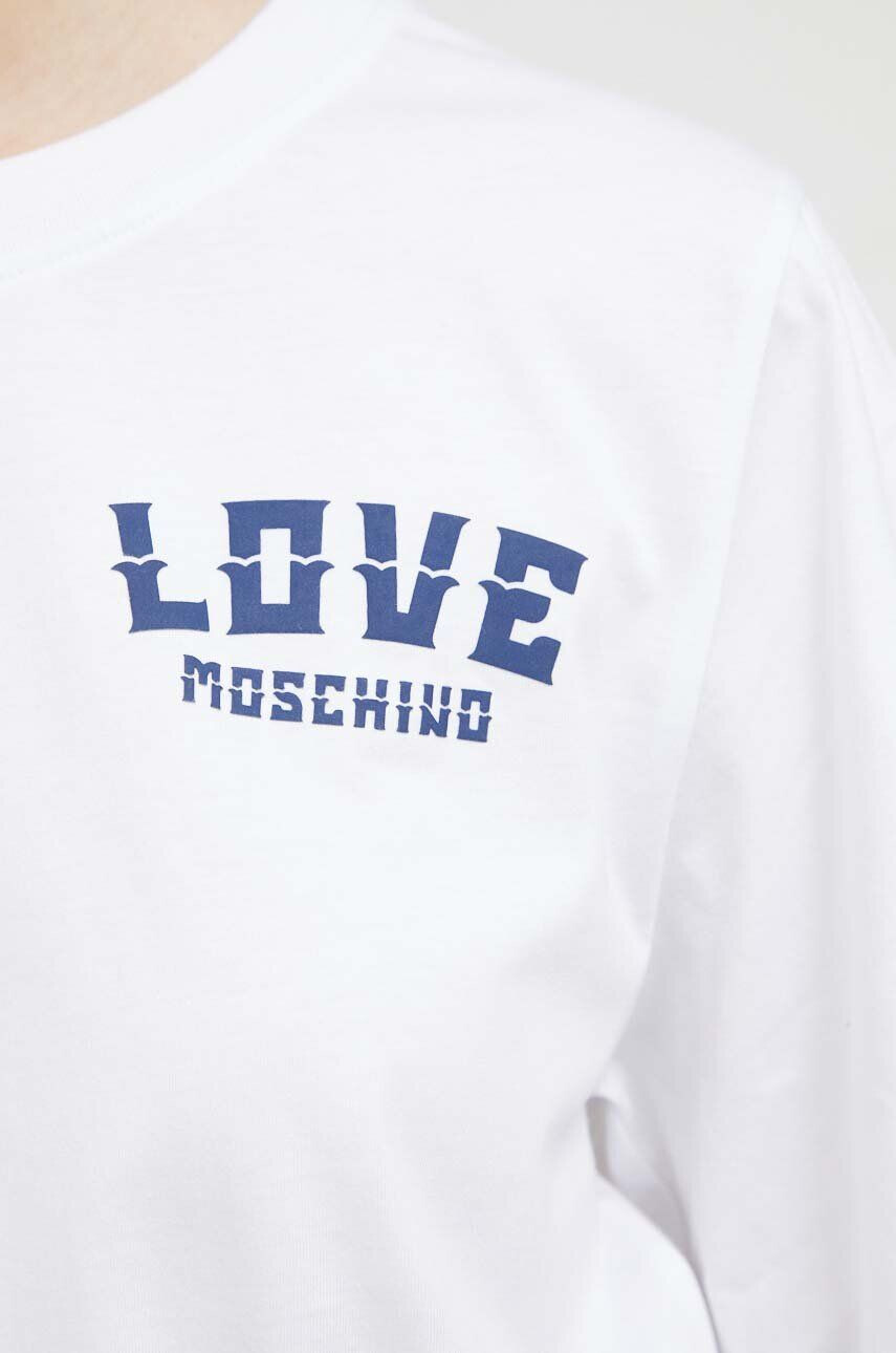 Love Moschino Памучна тениска в бяло - Pepit.bg