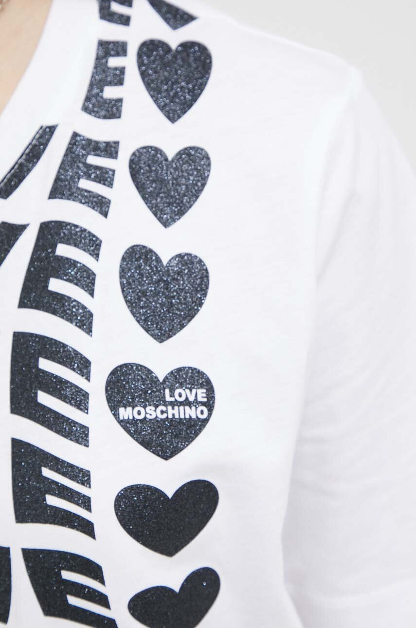 Love Moschino Памучна тениска в бяло - Pepit.bg