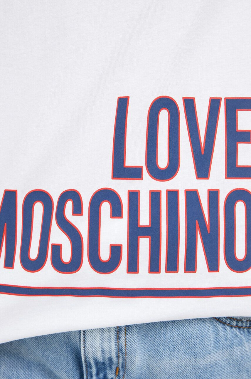 Love Moschino Памучна тениска в бяло - Pepit.bg