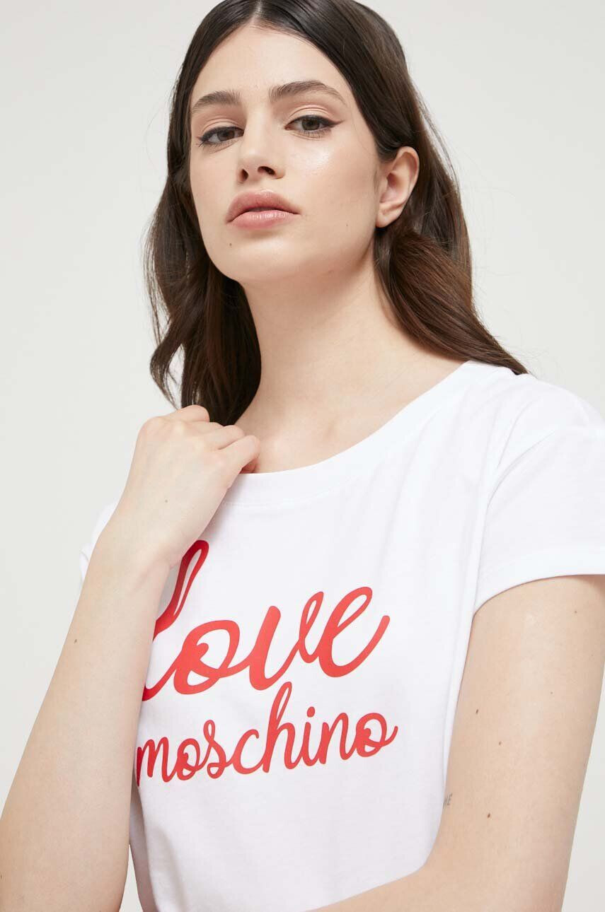 Love Moschino Памучна тениска в бяло - Pepit.bg