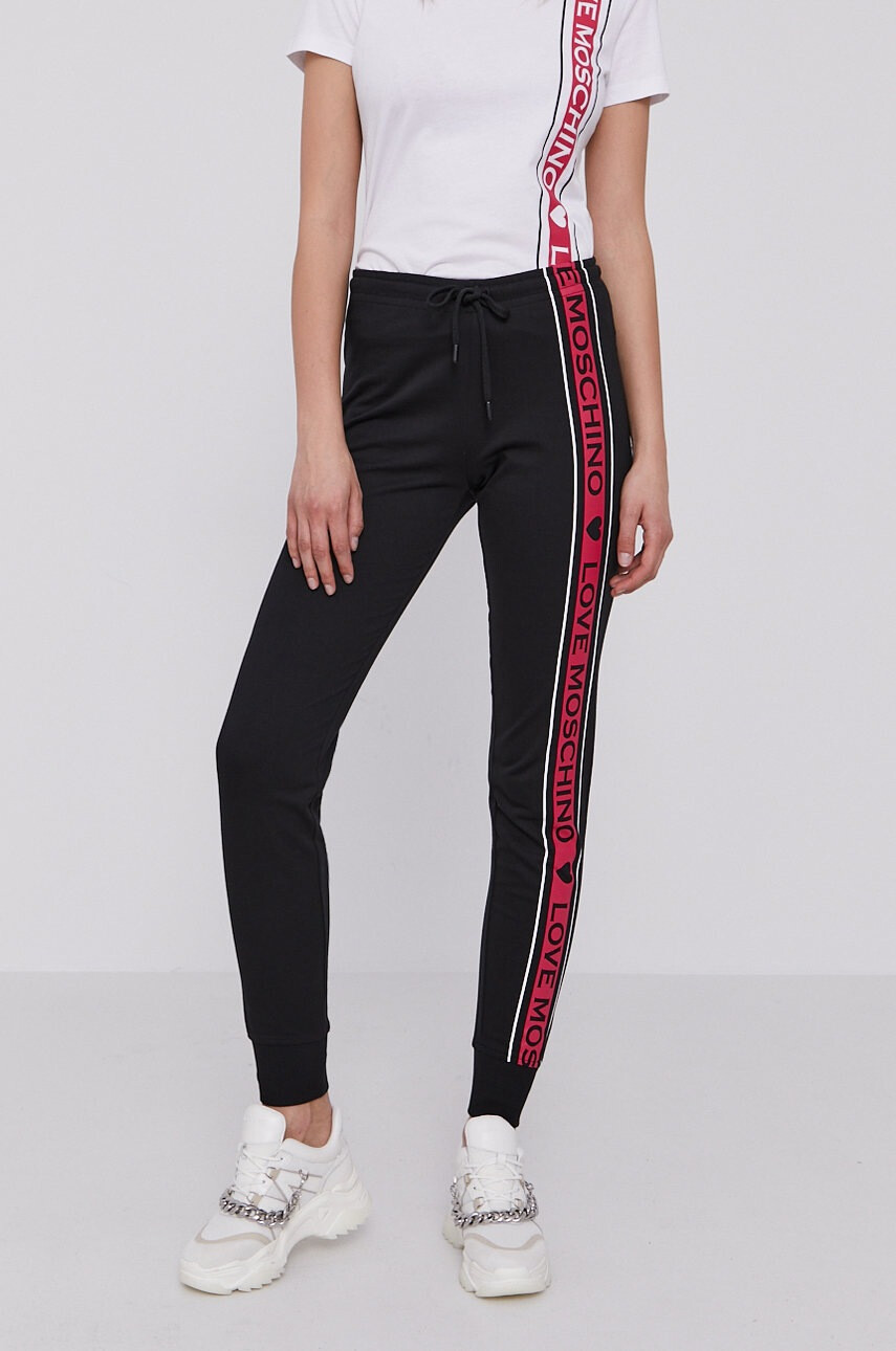 Love Moschino Панталон дамски в черно с принт - Pepit.bg